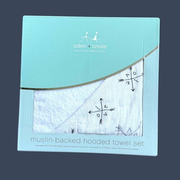 Aden + Anais Muslin Hooded Towel Gift Set NEW - Picture 2 of 3